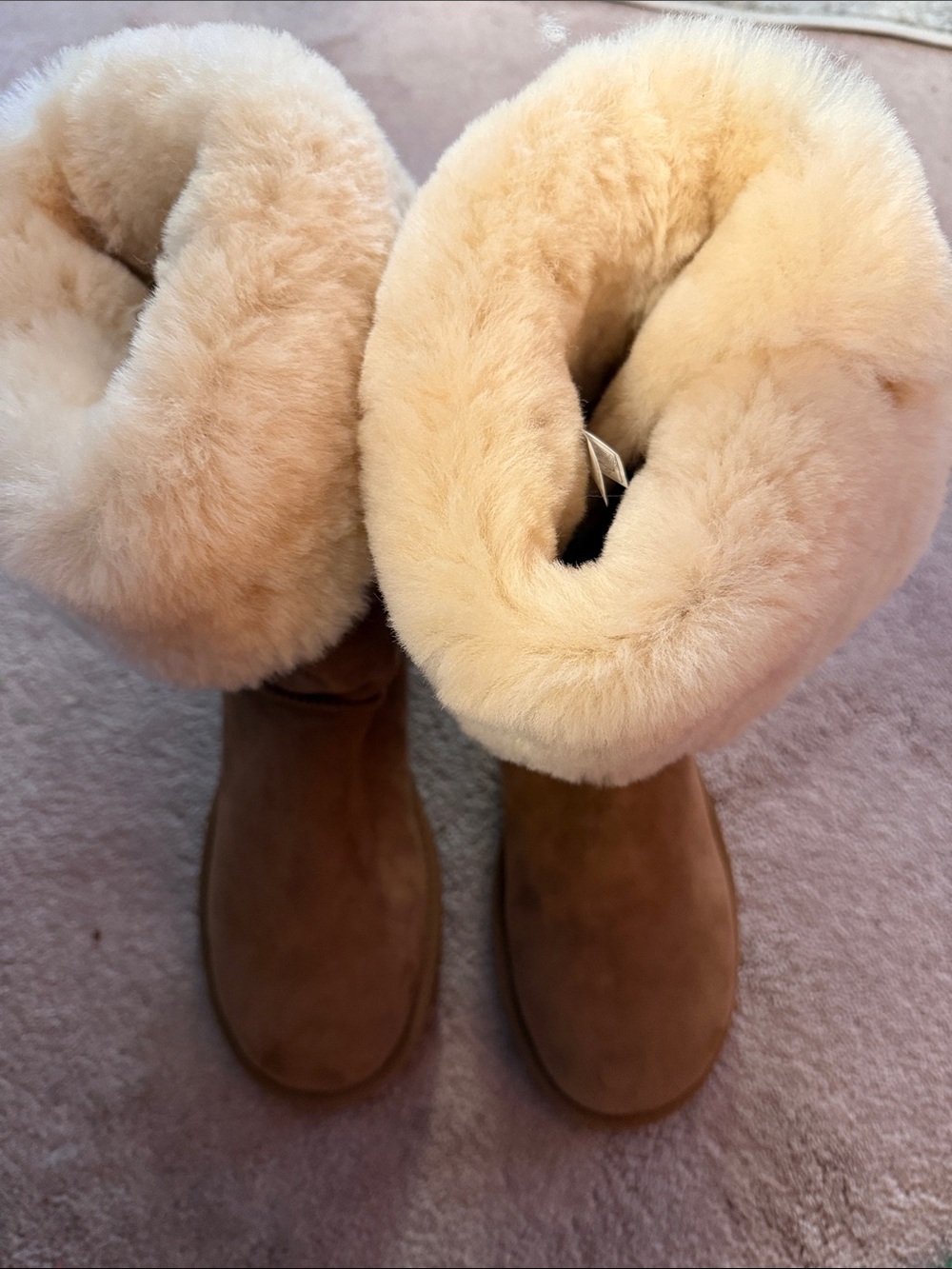 UGG Chestnut Suede Shearling-Trim Pull-On Boots - Picture 9 of 9